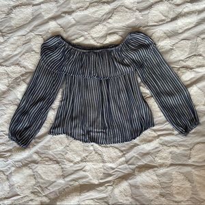 Mossimo Off the Shoulder Navy Striped Top